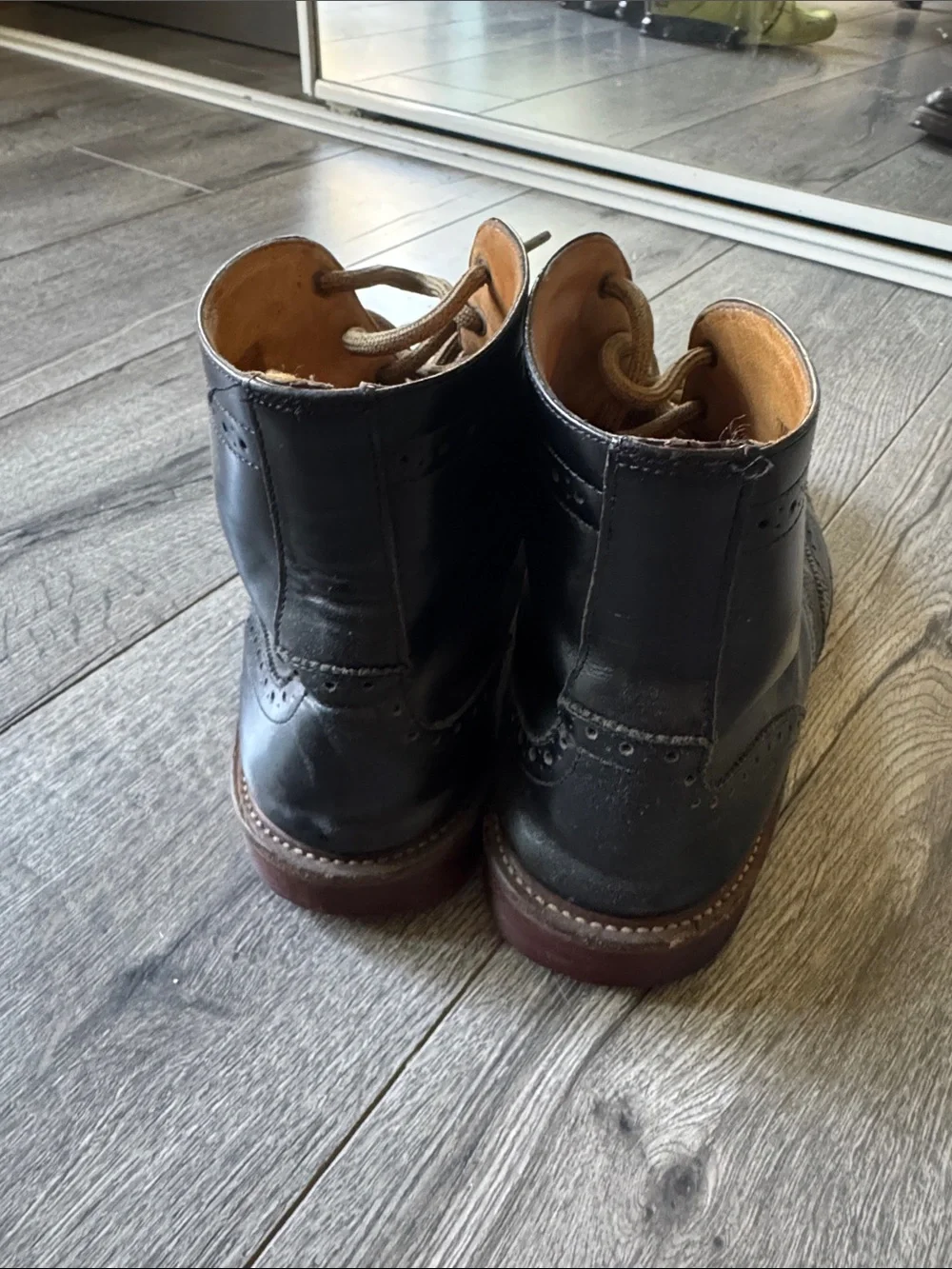 Dr. Martens Black Leather Chukka Brogue Boots with Tan Laces